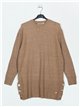 Oversized sweater with buttons marron-claro