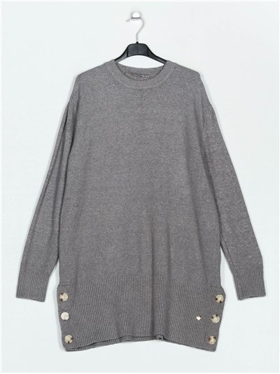 Oversized sweater with buttons gris-oscuro