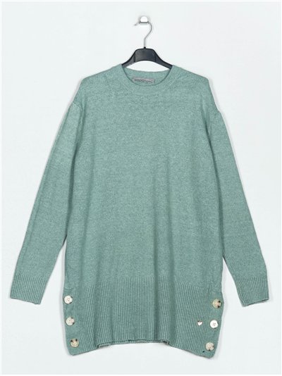 Oversized sweater with buttons verde-agua