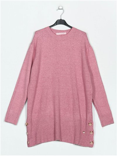 Oversized sweater with buttons rosa-palo