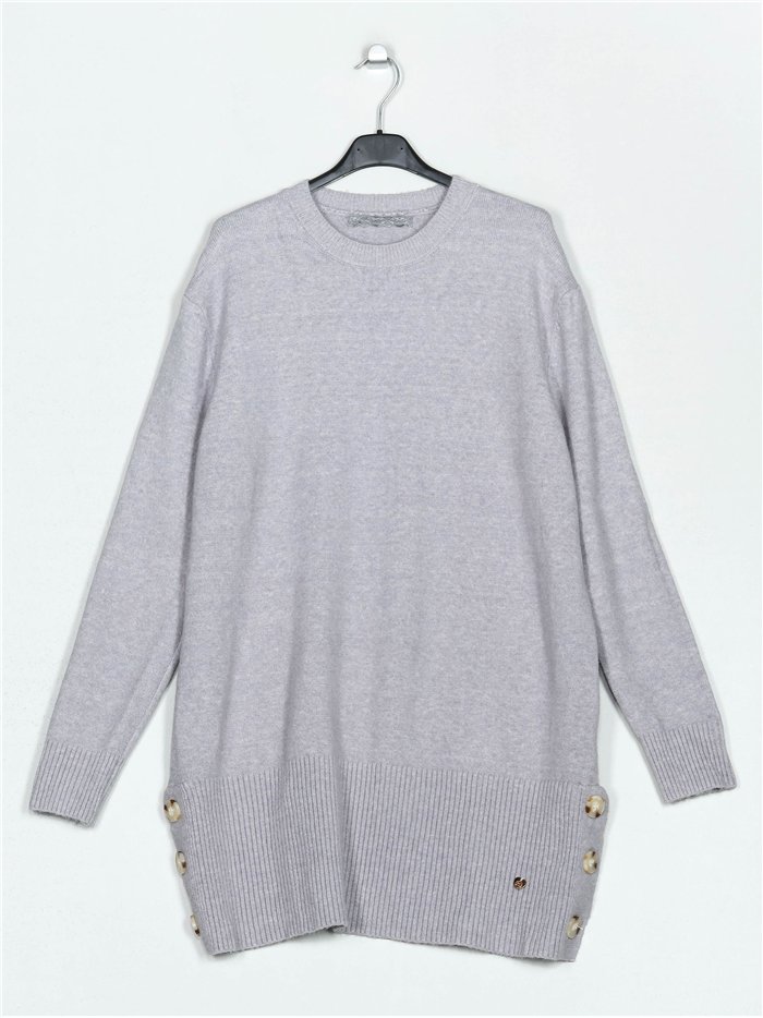 Oversized sweater with buttons gris-claro