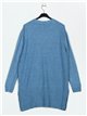 Oversized sweater with buttons azul-lago