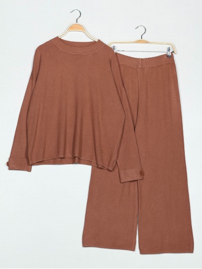 Conjunto Jersey amplio + Pantalón marron-claro