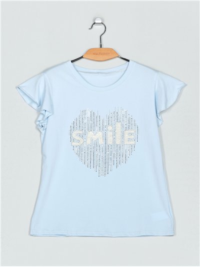 Camiseta smile strass (S/M-L/XL)