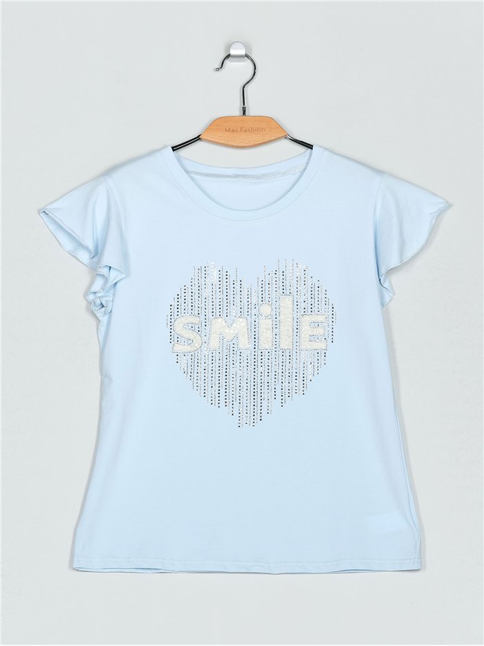 Camiseta smile strass (S/M-L/XL)