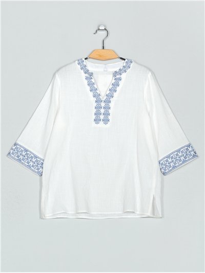 Blusa bordada efecto lino (M-L-XL-2XL)