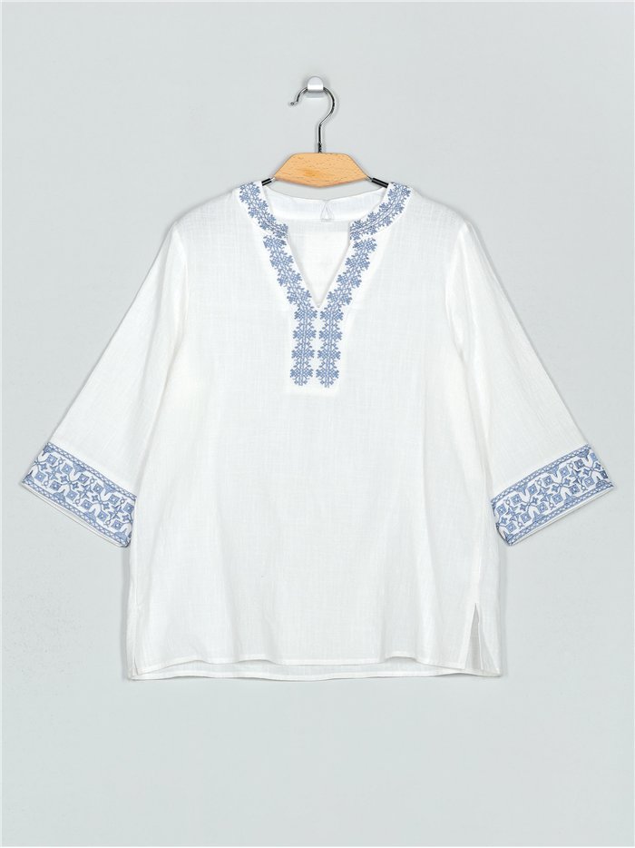 Blusa bordada efecto lino (M-L-XL-2XL)