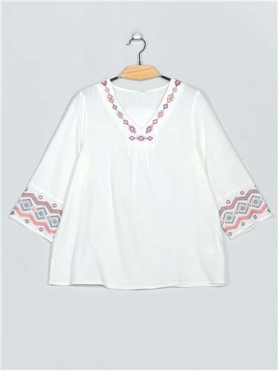 Blusa bordada efecto lino (M-L-XL-2XL)