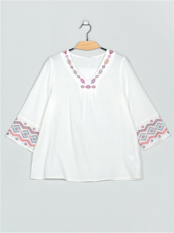 Blusa bordada efecto lino (M-L-XL-2XL)