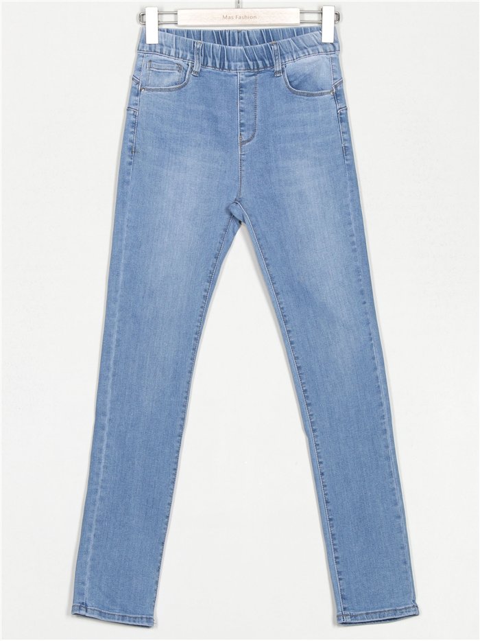 Jeans cintura elástica tiro alto azul (S-XXL)