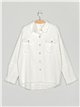 Sobrecamisa denim borlas blanco (S-M-L)