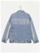 Oversized denim jacket with rhinestone azul (S-M-L)