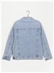 Oversized denim jacket with rhinestone azul (S-M-L)