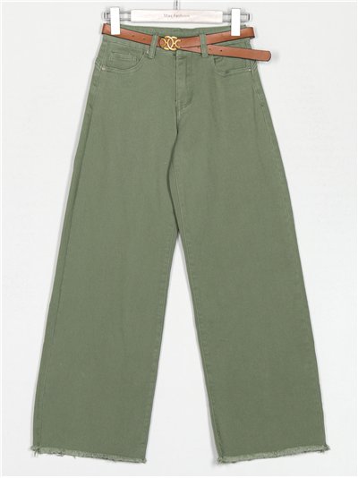 Jeans rectos cinturón verde (S-XXL)