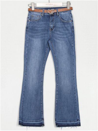 Jeans flare cinturón azul (S-XXL)