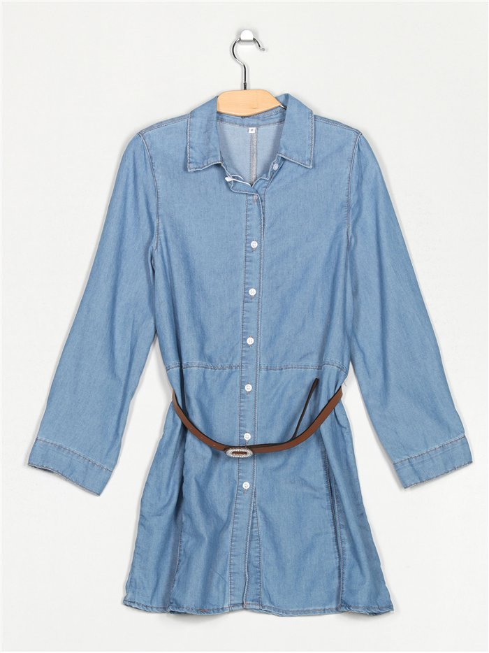 Vestido denim vuelos azul (S-XXL)