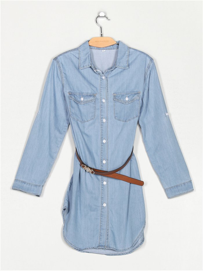 Vestido camisero denim azul (S-XXL)