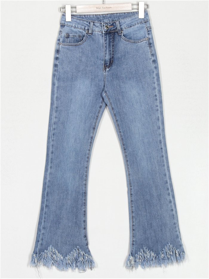 Jeans flare desflecados azul (XS-XL)