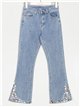 Jeans flare pedrería tiro alto azul (S-XXL)