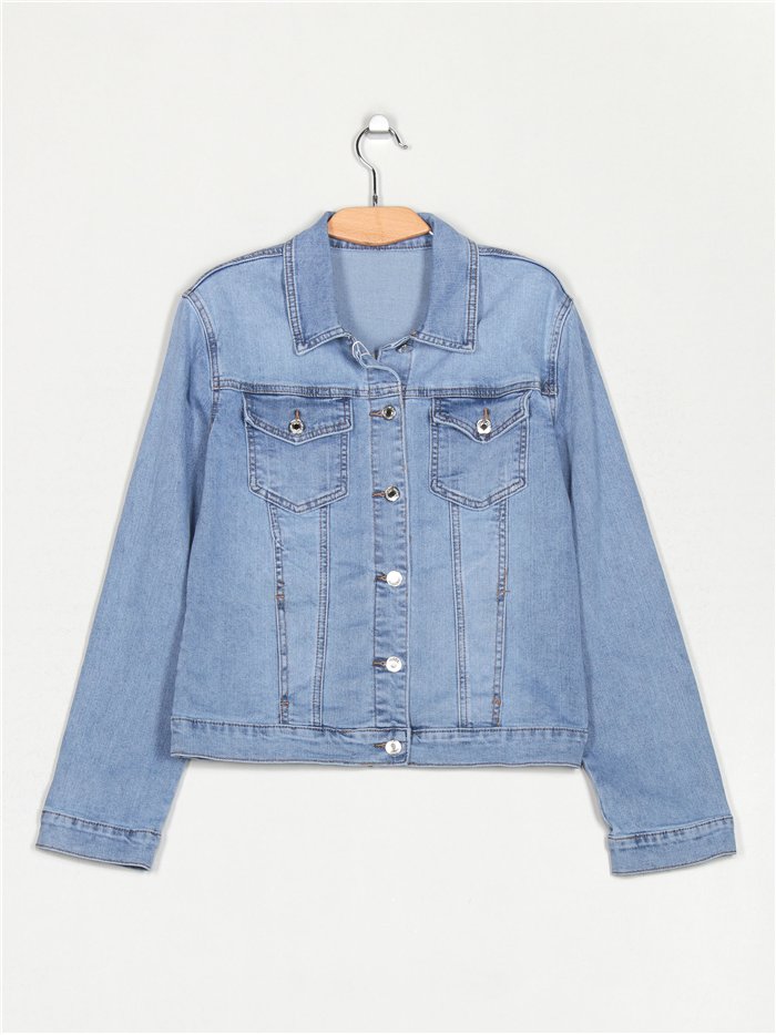 Plus size basic denim jacket azul (40-50)