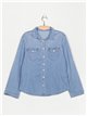 Denim shirt with rhinestone azul (S-XXL)