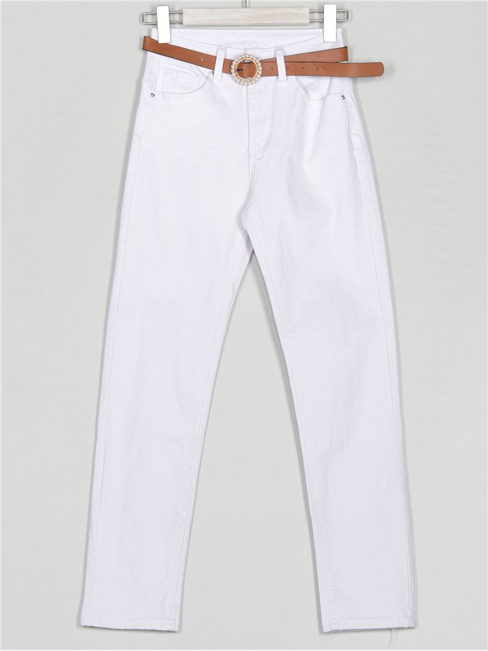 High waist belted jeans blanco (S-XXL)