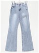 Ripped flare jeans with rhinestone azul (XS-XL)