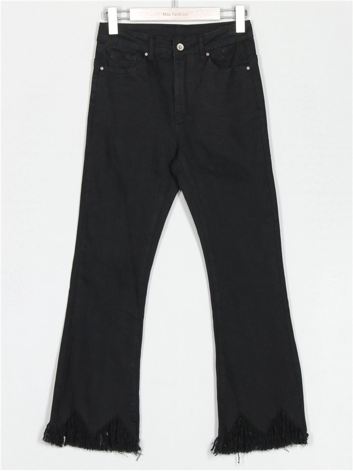 Frayed edge flare jeans negro (XS-XXL)