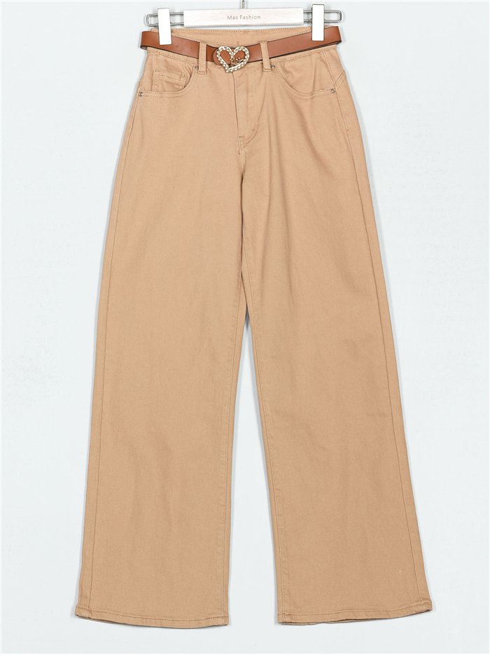 Jeans rectos cinturón camel (S-XXL)