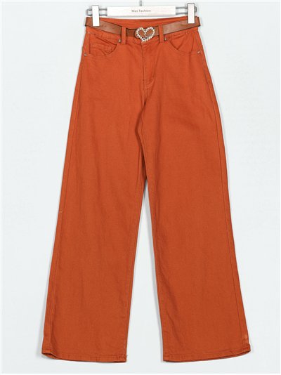 Jeans rectos cinturón naranja (S-XXL)