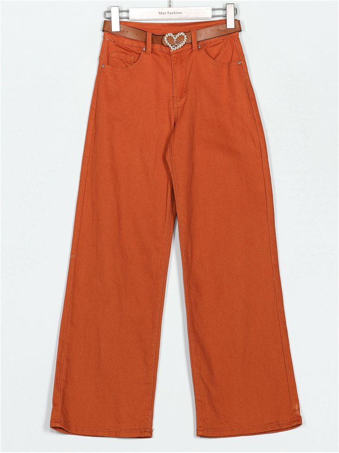 Jeans rectos cinturón naranja (S-XXL)