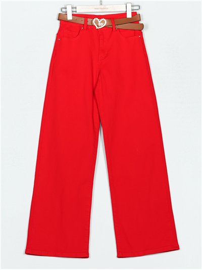 Jeans rectos cinturón rojo (S-XXL)