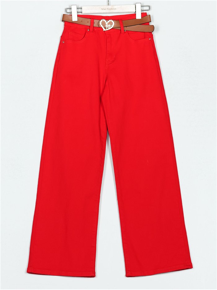 Belted straight jeans rojo (S-XXL)