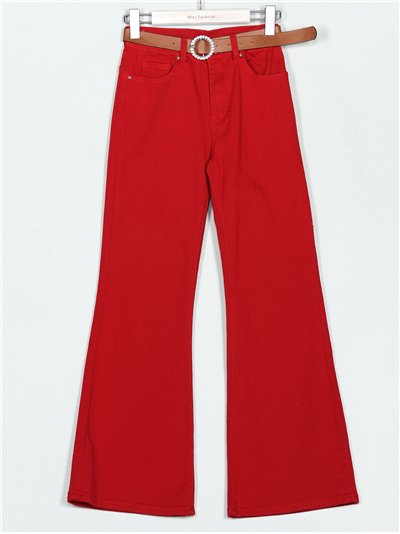 Jeans rectos cinturón rojo (S-XXL)