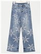 Flowers straight jeans with rhinestone azul (XS-S-M-L)