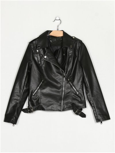 Chaqueta biker efecto piel black (S-XL)