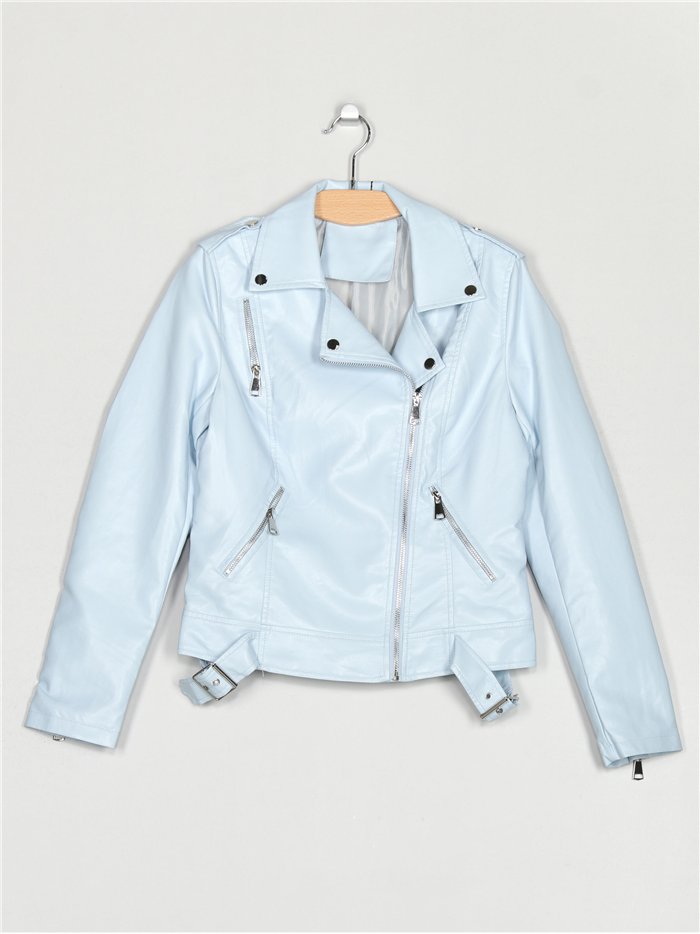 Chaqueta biker efecto piel blue (S-XL)