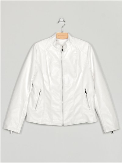 Chaqueta efecto piel white (40-48)