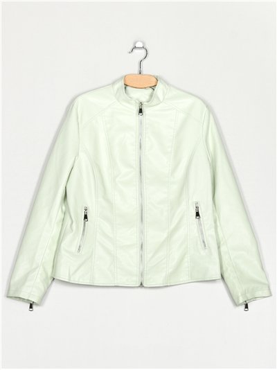 Chaqueta efecto piel fruit-green (40-48)