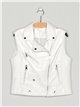 Faux leather biker waistcoat white (S-XL)