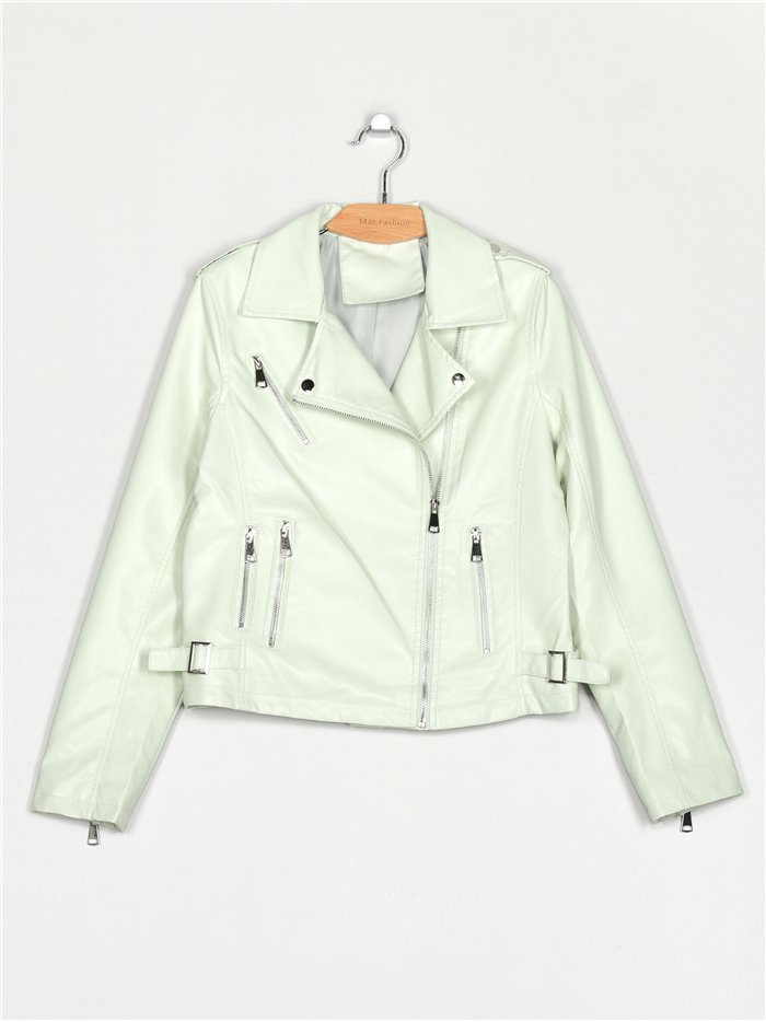 Faux leather biker jacket fruit-green (M-XXL)