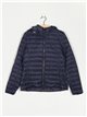 Quilted down puffer jacket with hood navy (42-46)