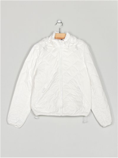 Quilted down puffer jacket with hood white (M-XXL)