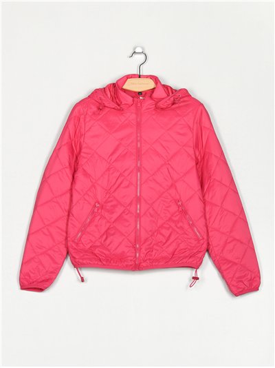 Quilted down puffer jacket with hood fuschia (M-XXL)