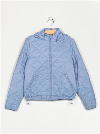 Quilted down puffer jacket with hood blue (M-XXL)