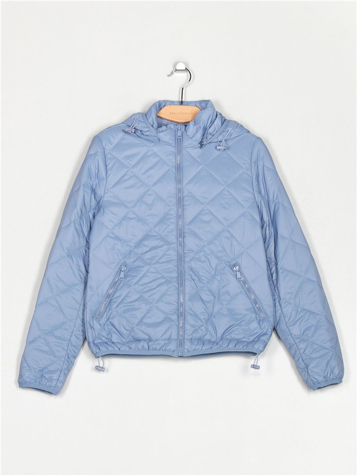 Quilted down puffer jacket with hood blue (M-XXL)