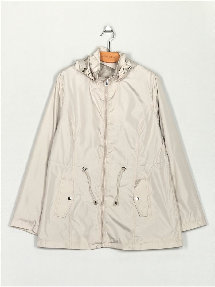 Parka water repellent with hood stone-rice (42-50)