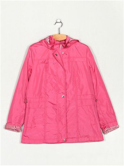 Parka water repellet lunares capucha fuschia (M-XXL)