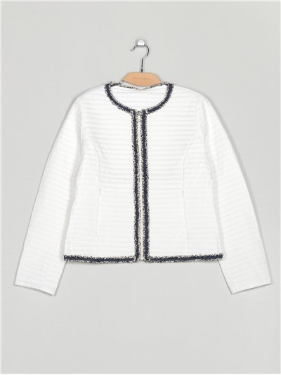 Chaqueta acolchada tweed white (M-XXL)