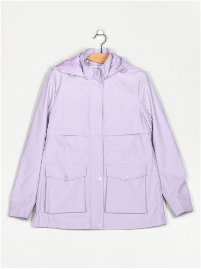 Faux leather parka with hood purple (M-XXL)